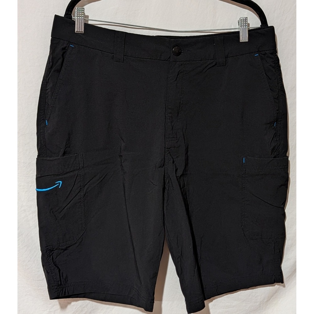 Luly Yang Men's Large Black Cargo Work Shorts Uniform 34-37 Stretch